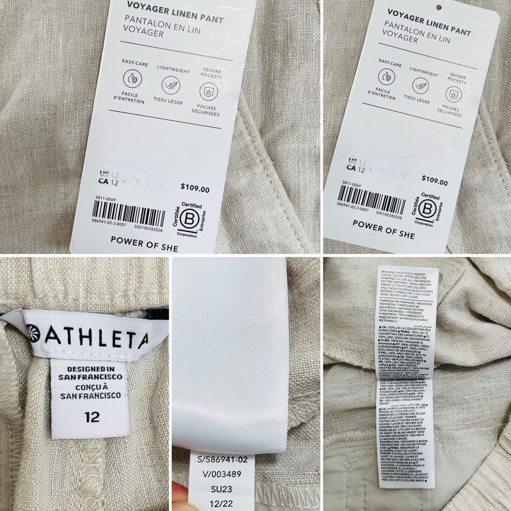 Athleta‎ Voyager Linen Pant Size 12 - Picture 14 of 14